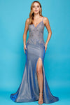 Prom Dresses Long Fitted Formal Metallic Prom Dress Periwinkle