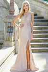 Prom Dresses Long Fitted Formal Metallic Prom Dress Rose