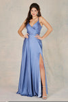Prom Dresses  Long A Line Formal Slit Pocket Prom Dress Smoky Blue