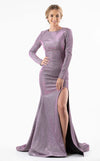 Prom Dresses Long Sleeve Formal Fitted Evening Glitter Dress Orchid