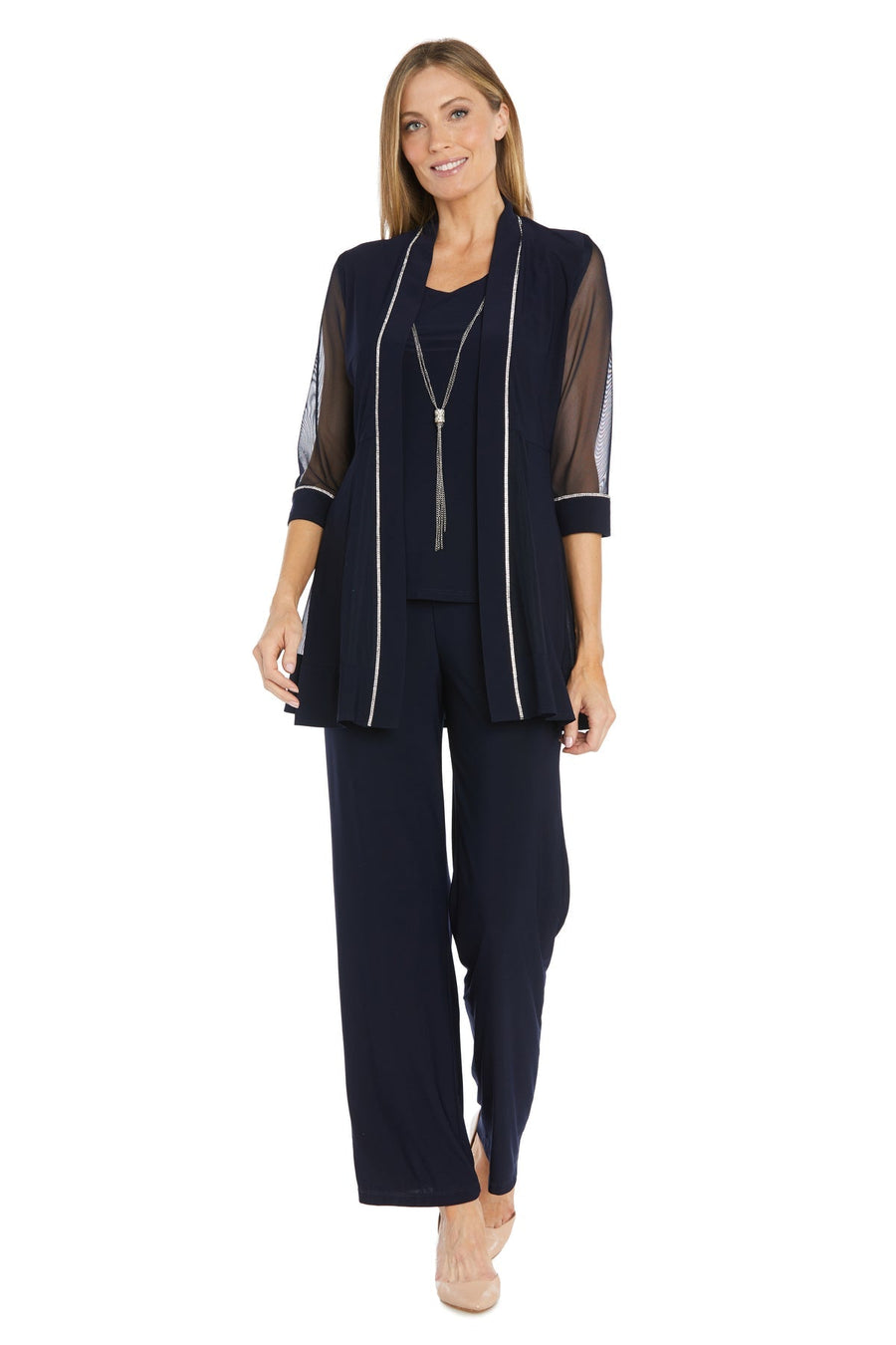 Pant Suit Long Mother of the Bride Formal Pant Suit Navy