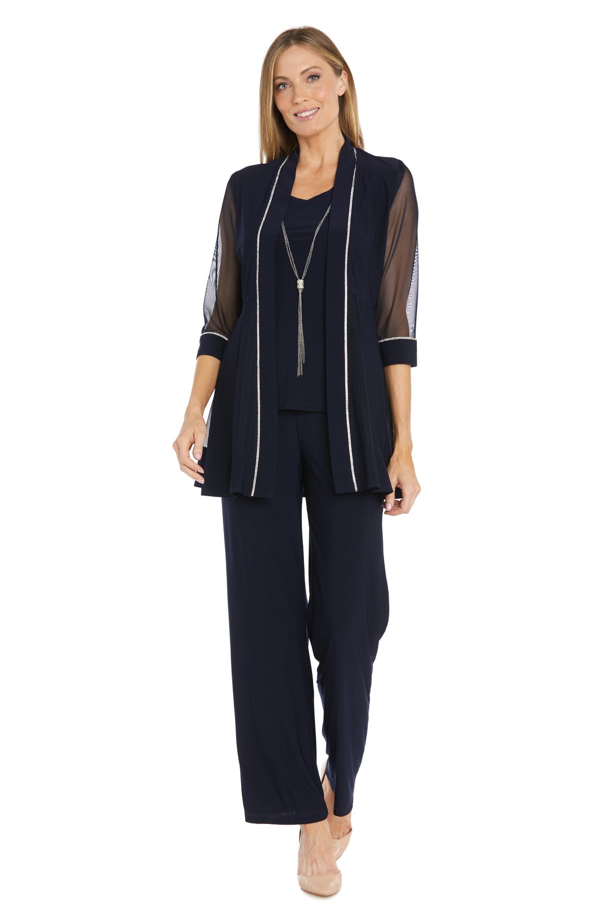 Pant Suit Long Mother of the Bride Formal Pant Suit Navy