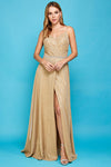 Prom Dresses Long Metallic Formal A Line Pocket Prom Dress Champagne