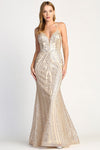 Prom Dresses Fitted Long Formal Evening Prom Dress Champagne/Rose Gold