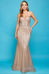 Prom Dresses Fitted Long Formal Evening Prom Dress Rose Gold/Nude