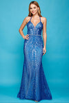 Prom Dresses Fitted Long Formal Evening Prom Dress Royal Blue/Nude