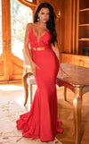 Prom Dresses Prom Long Metallic Belt Formal Dress Red