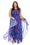 Plus Size Dresses Long Floral Printed Formal Dress Royal