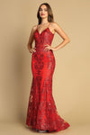 Prom Dresses Mermaid Long Formal Glitter Applique Prom Dress Red