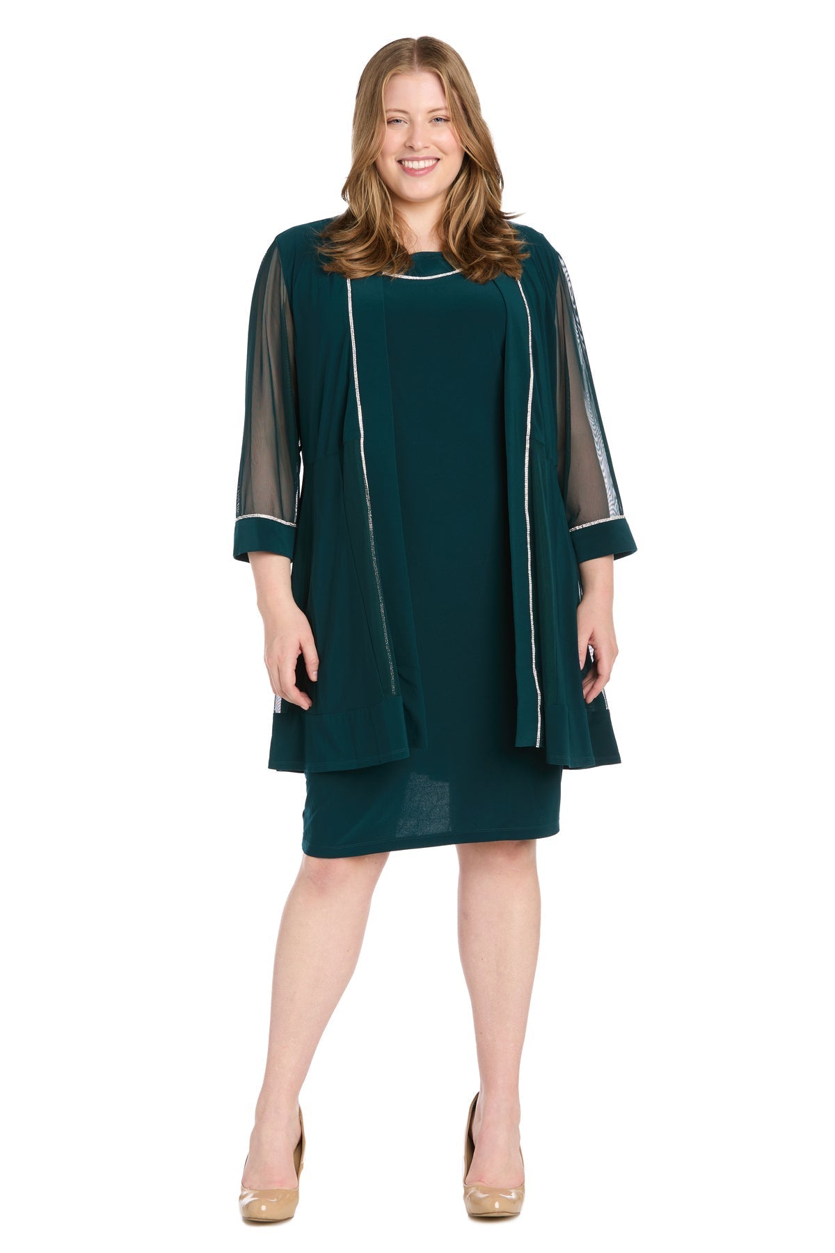Plus Size Dresses Short Trim Jacket Plus Size Dress Hunter