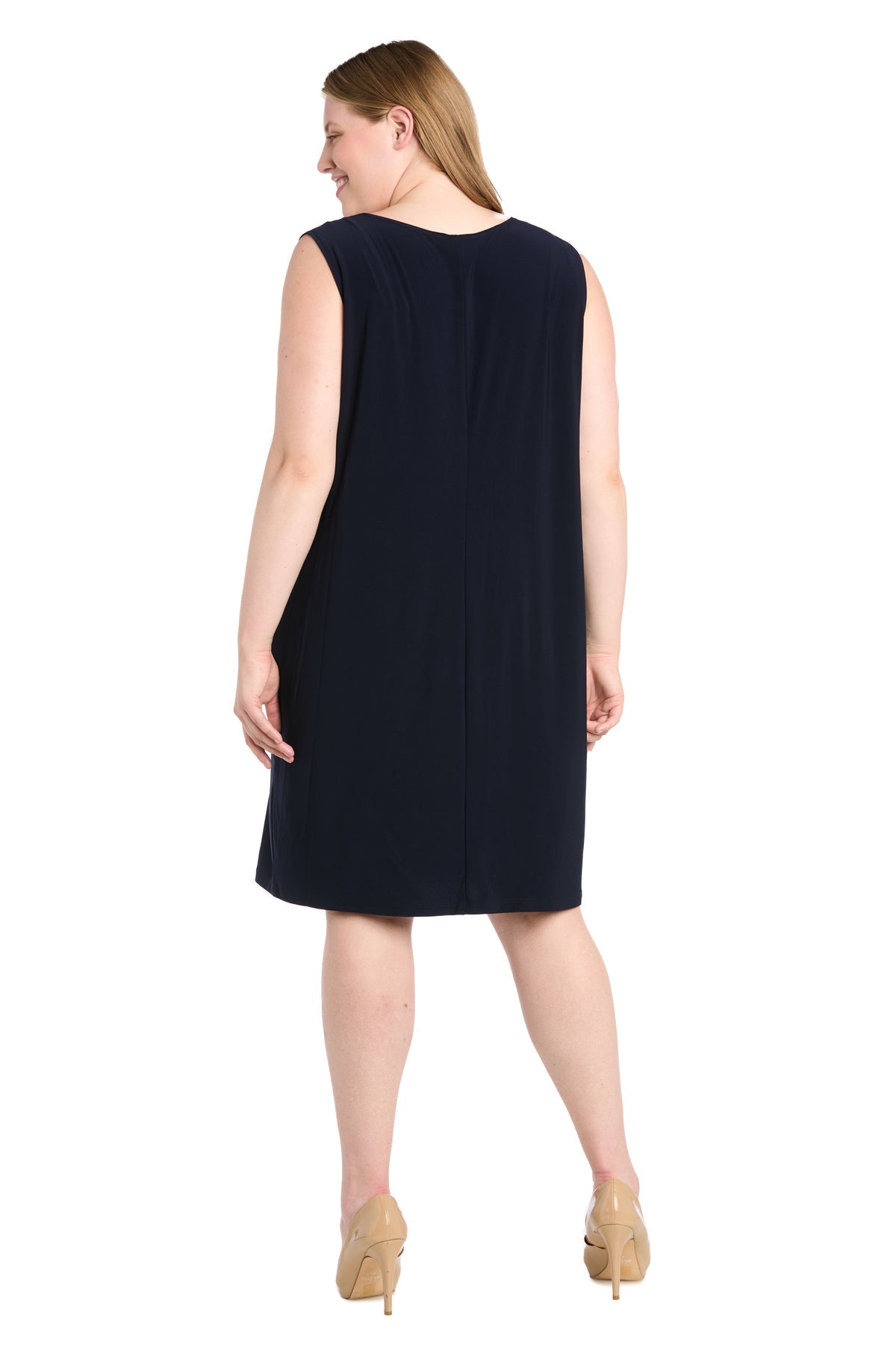 Plus Size Dresses Short Trim Jacket Plus Size Dress Navy