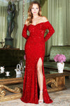 Prom Dresses Long Sequin Formal Evening Prom Dress Red