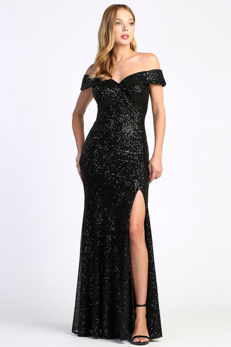 Prom Dresses Prom Long Fitted Sequin Slit Formal Dress Black