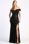 Prom Dresses Prom Long Fitted Sequin Slit Formal Dress Black