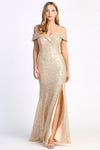 Prom Dresses Prom Long Fitted Sequin Slit Formal Dress Champagne