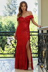 Prom Dresses Prom Long Fitted Sequin Slit Formal Dress Red