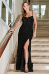 Prom Dresses Long Formal Fitted Sequin Prom Dress Black
