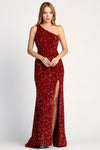 Prom Dresses Fitted Long Sequin Formal Slit Evening Dress Burgundy