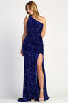 Prom Dresses Fitted Long Sequin Formal Slit Evening Dress Royal Blue