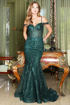 Prom Dresses Fitted Long Formal Glitter Mermaid Printed Prom Dress Emerald