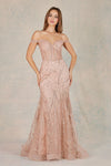 Prom Dresses Fitted Long Formal Glitter Mermaid Printed Prom Dress Rose Gold