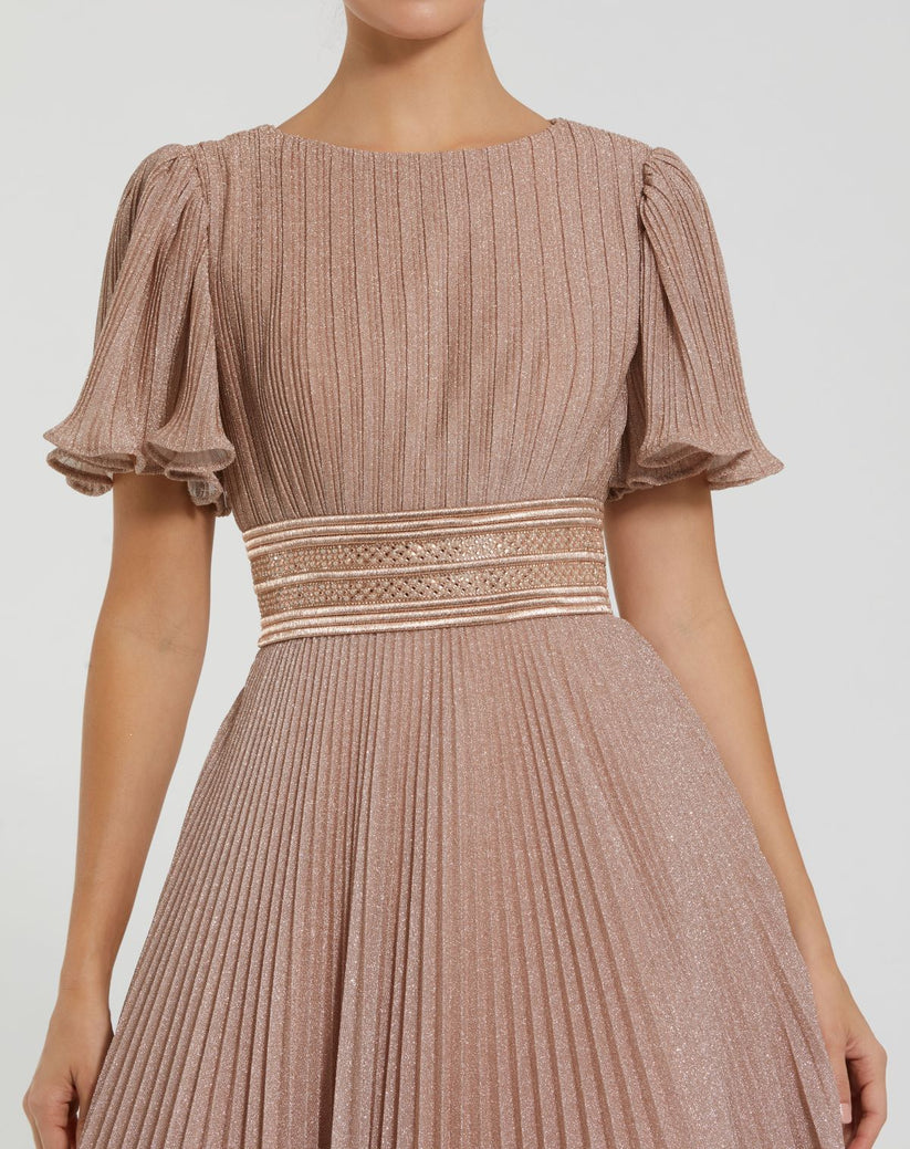 Formal Dresses Long Pleated Formal Prom Dress Rose Gold