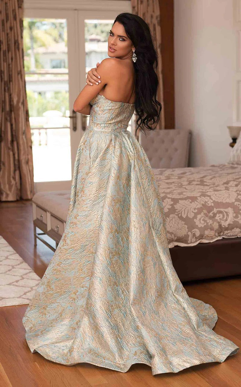 Prom Dresses Pleated Formal High Low Prom Dress Dark Gold