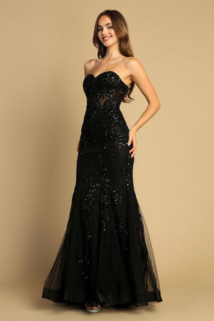Prom Dresses Long Prom Beaded Lace Mermaid Formal Dress Black