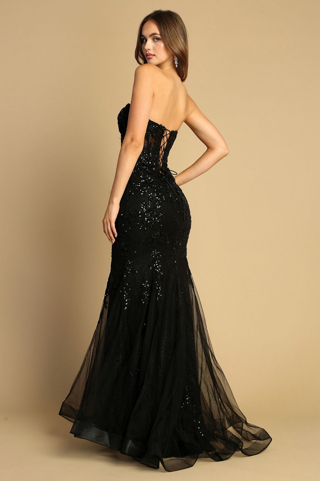 Prom Dresses Long Prom Beaded Lace Mermaid Formal Dress Black
