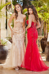 Prom Dresses Long Prom Beaded Lace Mermaid Formal Dress Red