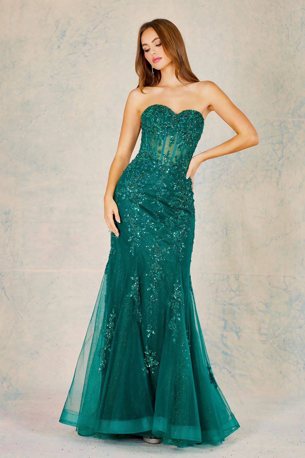 Prom Dresses Long Prom Beaded Lace Mermaid Formal Dress Emerald