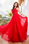 Prom Dresses A Line Beaded Lace Long Formal Prom Dress Red