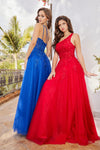 Prom Dresses A Line Beaded Lace Long Formal Prom Dress Royal Blue