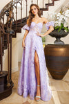 Prom Dresses Long Lace Prom Glitter Slit Formal Dress Lilac