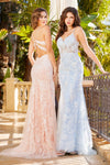 Prom Dresses Long Formal Fitted Mermaid Floral Applique Prom Dress Baby Blue