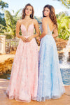 Prom Dresses A Line Long Formal Floral Prom Dress Blush