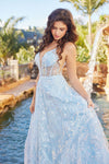 Prom Dresses A Line Long Formal Floral Prom Dress Sky Blue