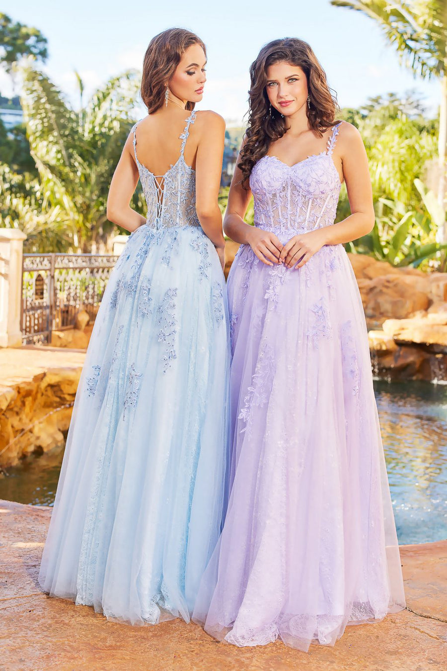 Prom Dresses Long A Line Corset Formal Applique Prom Dress Baby Blue