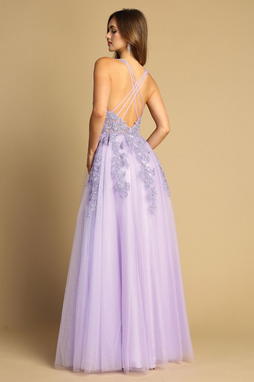 Prom Dresses Long Slit Prom A Line Lace fomal Dress Lavender