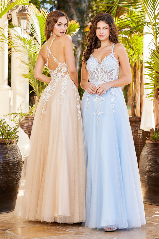 Prom Dresses A Line Floral Long Formal Prom Dress Baby Blue