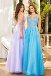 Prom Dresses A Line Long Formal Floral Glitter Prom Dress Lilac