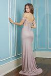 Prom Dresses Metallic Prom Long Fitted Formal Dress Rose