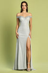 Prom Dresses Metallic Prom Long Fitted Formal Dress Silver