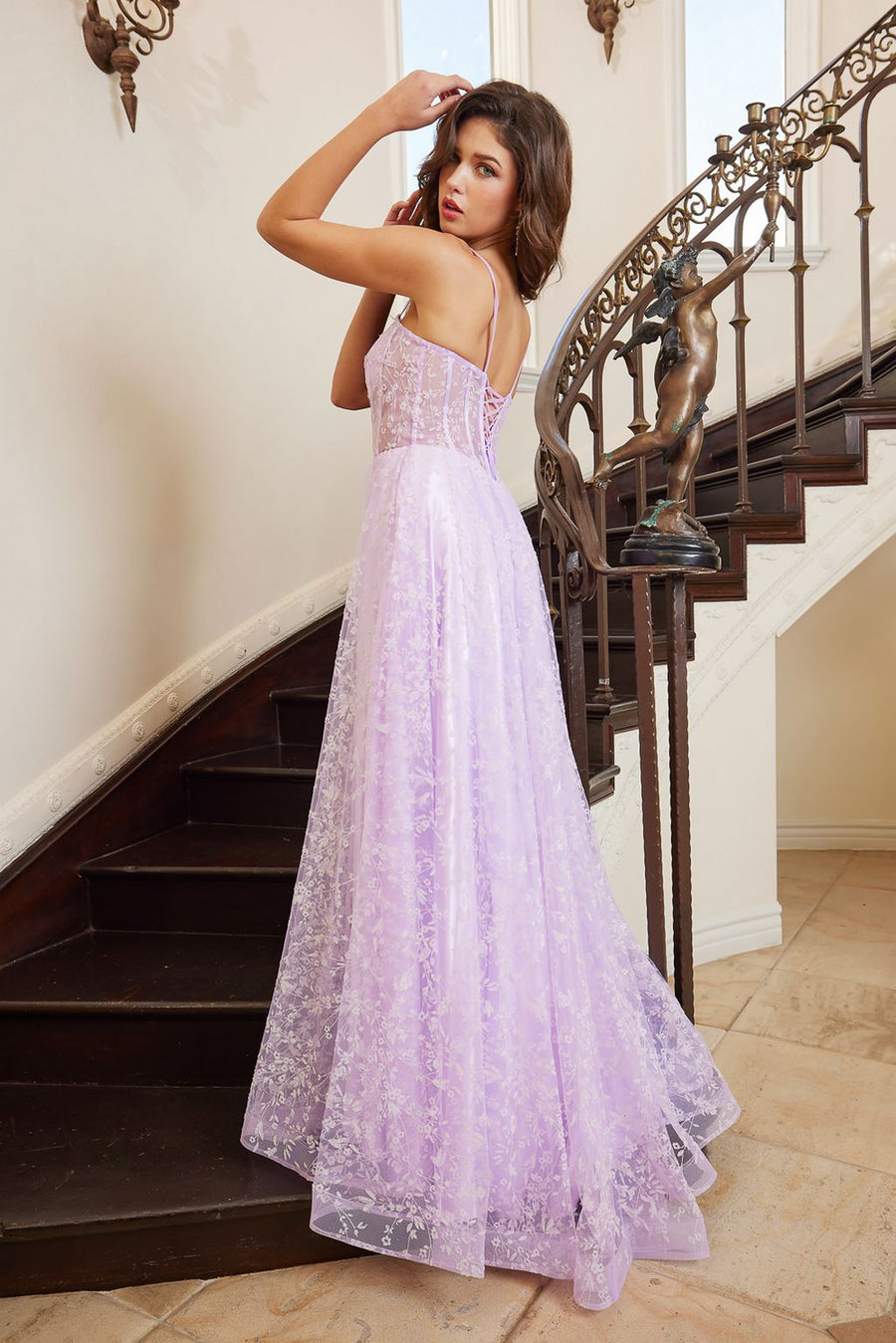 Prom Dresses Prom A Line Floral Evening Formal Dress Lilac