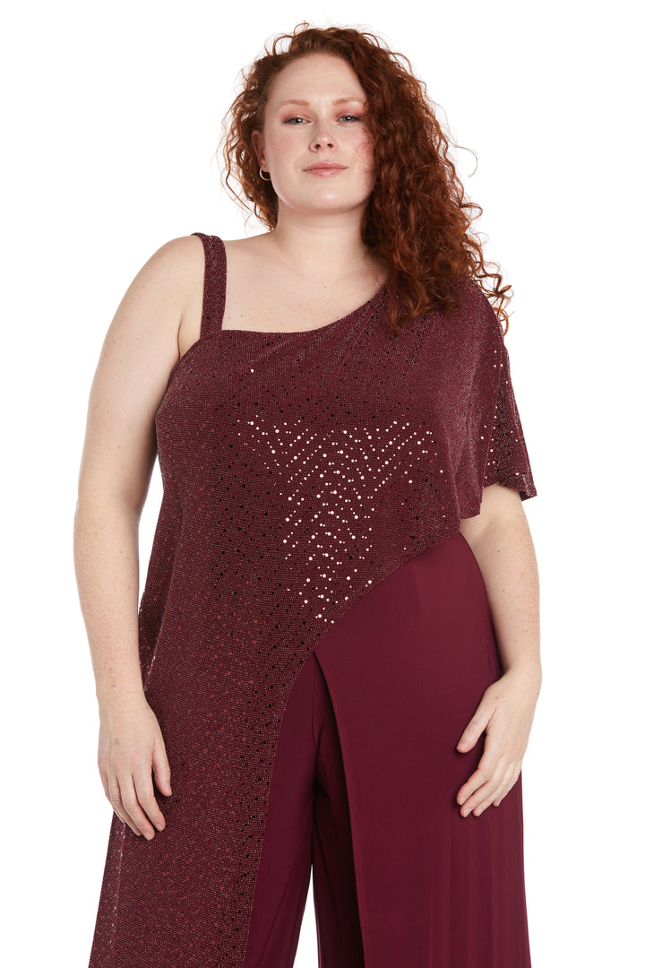 Jumpsuit Long Sequined Overlay Jumpsuit Merlot