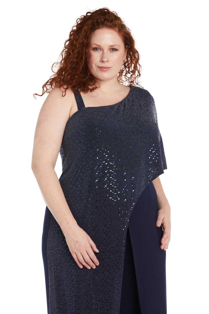 Jumpsuit Long Sequined Overlay Jumpsuit Navy