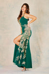 Prom Dresses Long Slit Formal Metallic Prom Dress Emerald/Gold