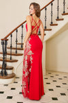 Prom Dresses Long Slit Formal Metallic Prom Dress Red/Gold