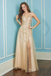 Prom Dresses A Line Prom Long Formal Slit Dress Champagne