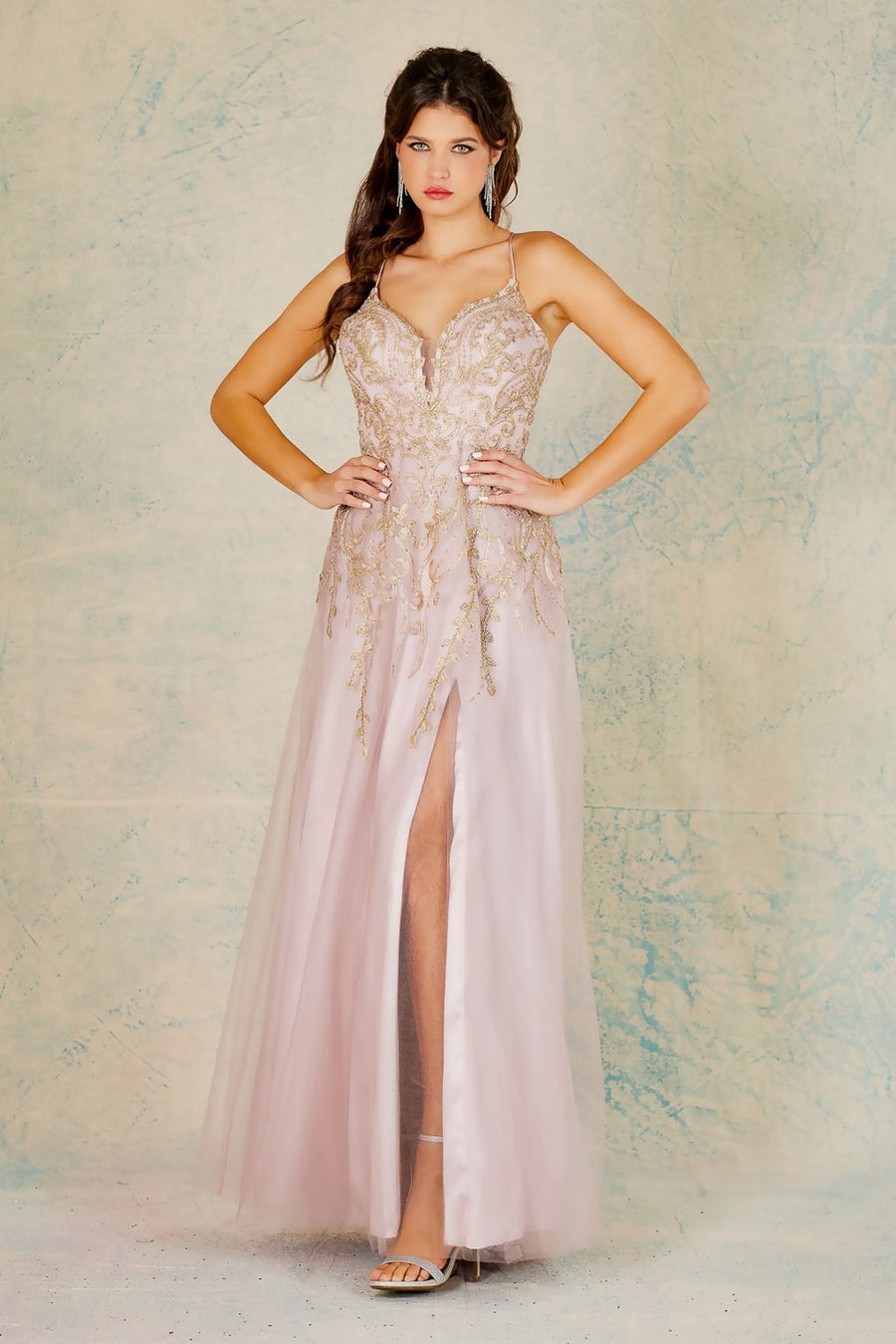 Prom Dresses A Line Prom Long Formal Slit Dress Mocha